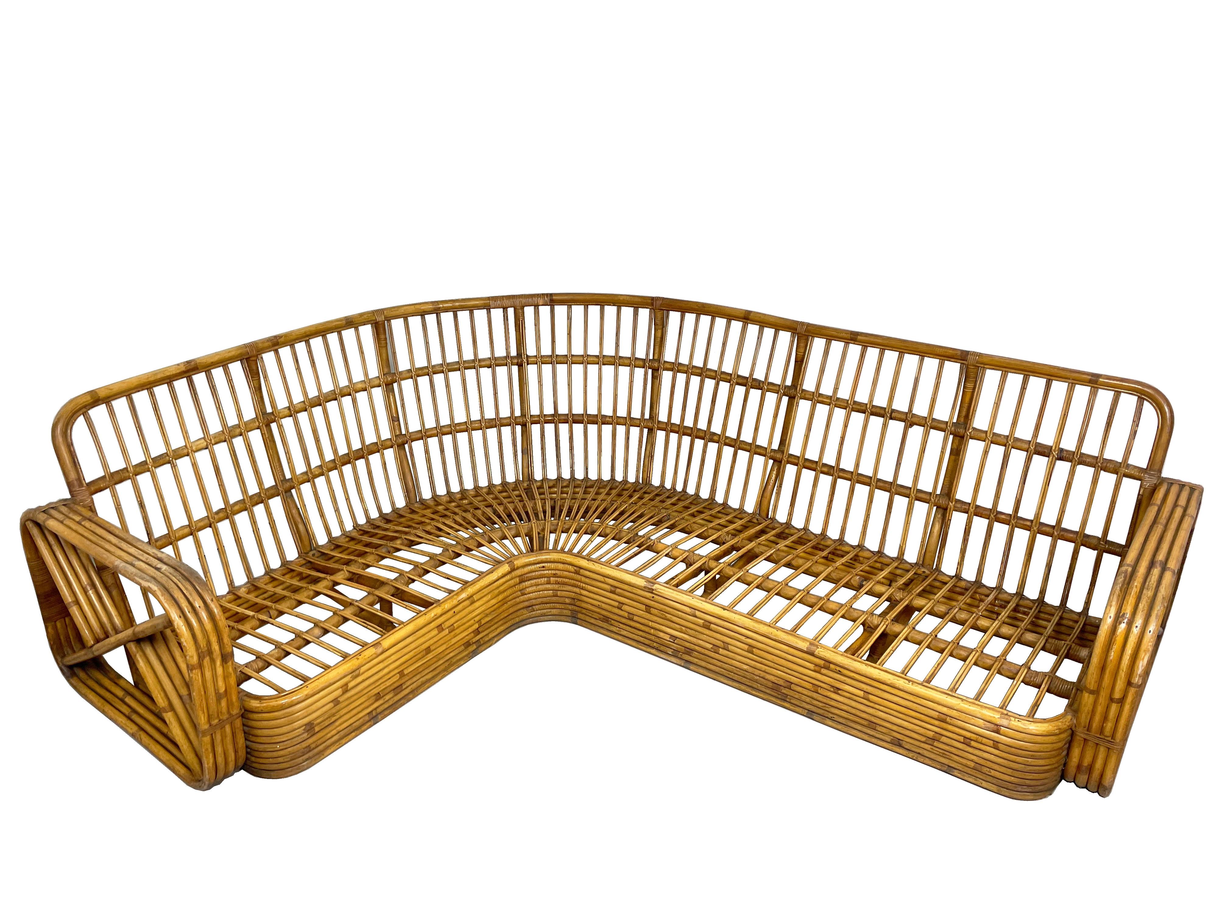 Sofa aus Rattan und Korbweide im Paul-Frankl-Stil, Italien, 1940er Jahre im Zustand „Gut“ im Angebot in Rome, IT