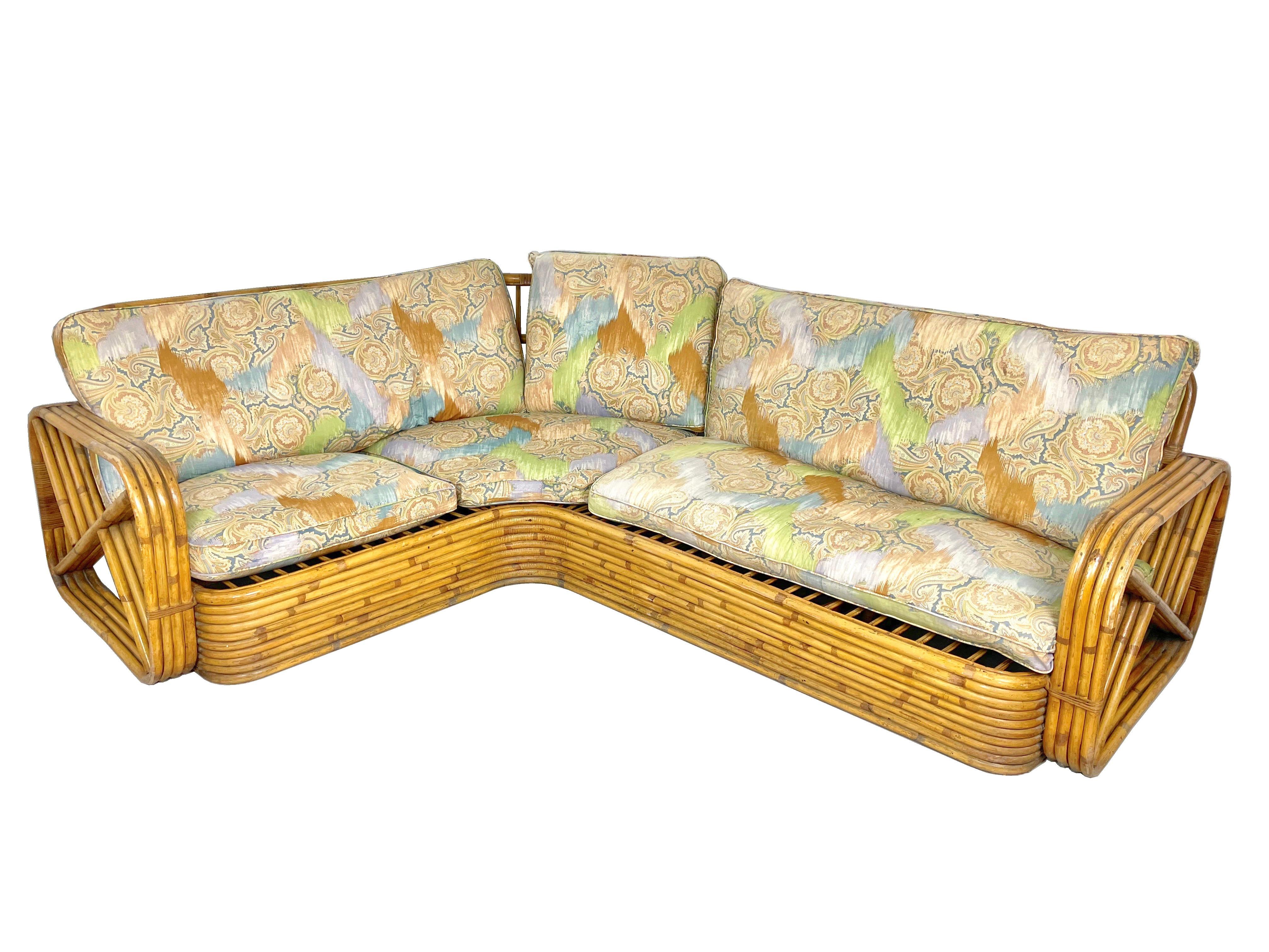 Sofa aus Rattan und Korbweide im Paul-Frankl-Stil, Italien, 1940er Jahre im Angebot 1