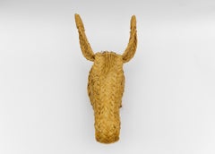 Rattan Wicker Donkey Head, 1960s Italy