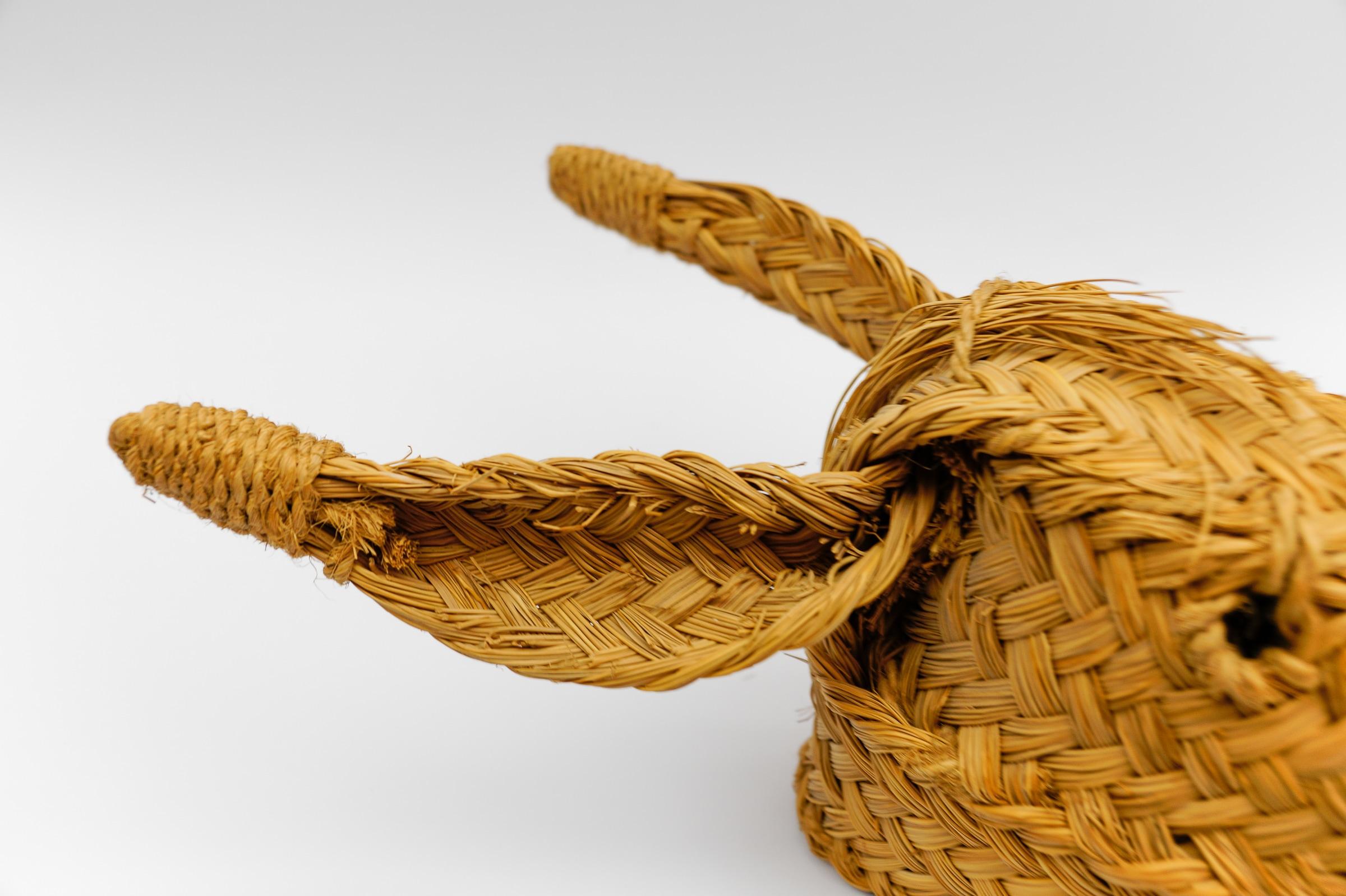 Metà XX secolo Testa d'asino in vimini di rattan, 1960 Italia in vendita