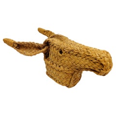 Rattan Wicker Donkey Head, 1960s Italy