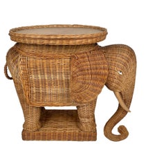 Rattan Wicker Elephant Side Coffee Table, France, 1960s