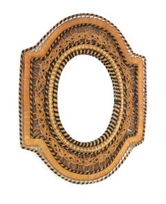 Rattan & Wicker Filigree Peacock Wall Mirror