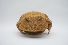 Rattan Wicker Frog Newspaper Rack / Magazine Rack, 1960s