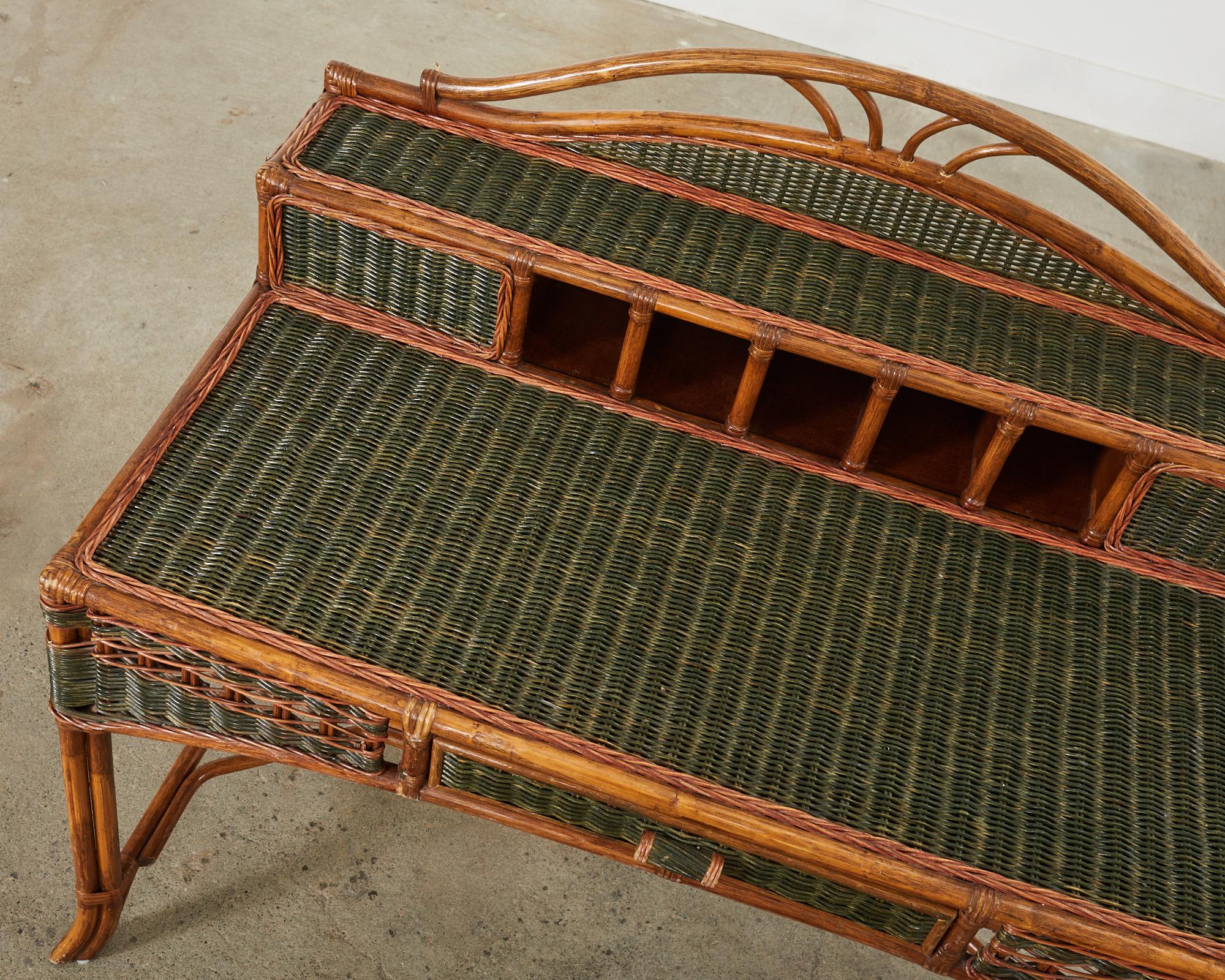 20th Century Rattan Wicker Organic Modern Writing Desk Attributed to Grange