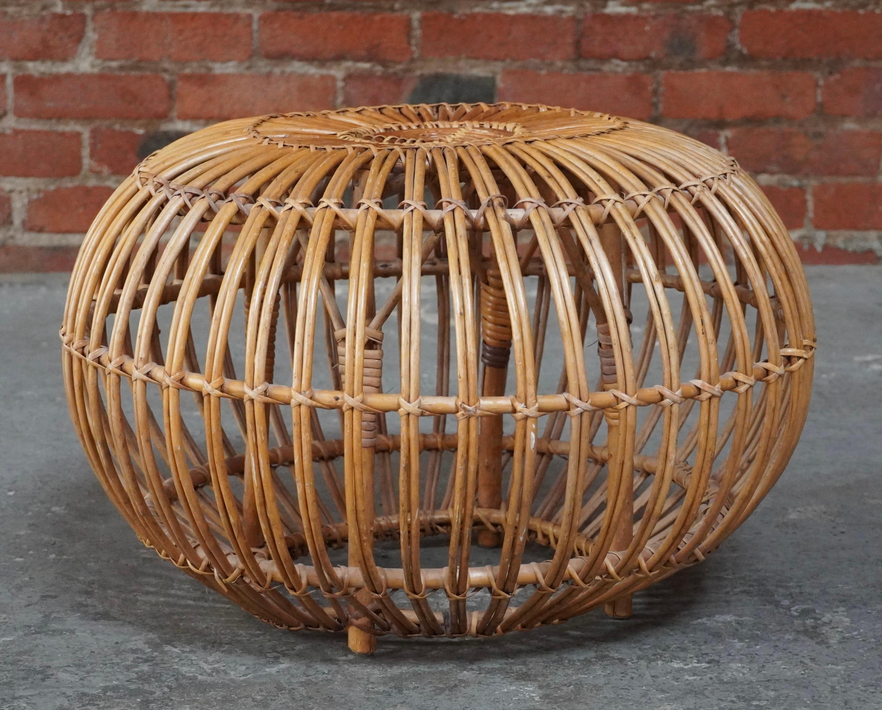Italian Rattan / Wicker Ottoman attributed to Franco Albini For Sale