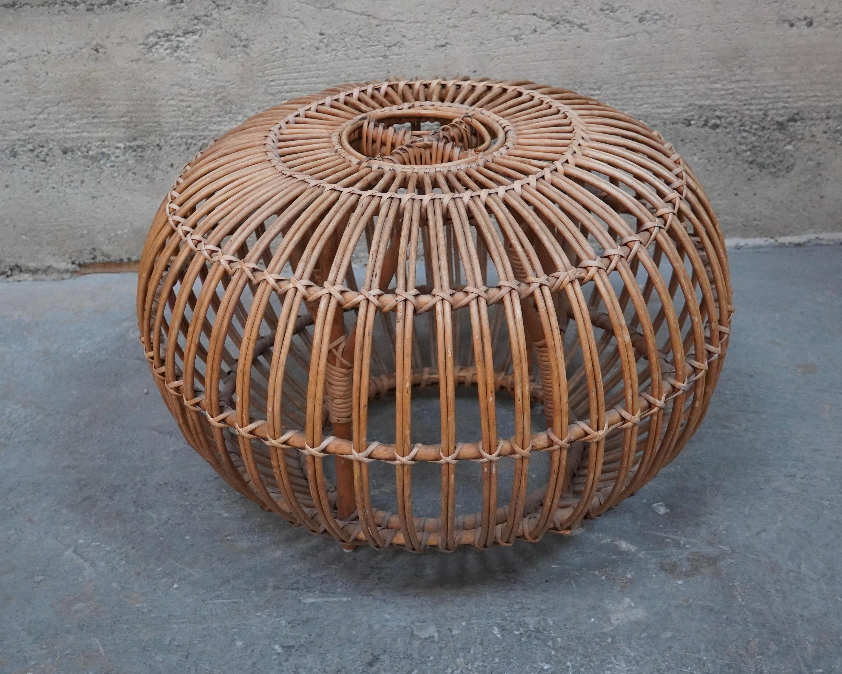 Italian Rattan / Wicker Ottoman attributed to Franco Albini For Sale