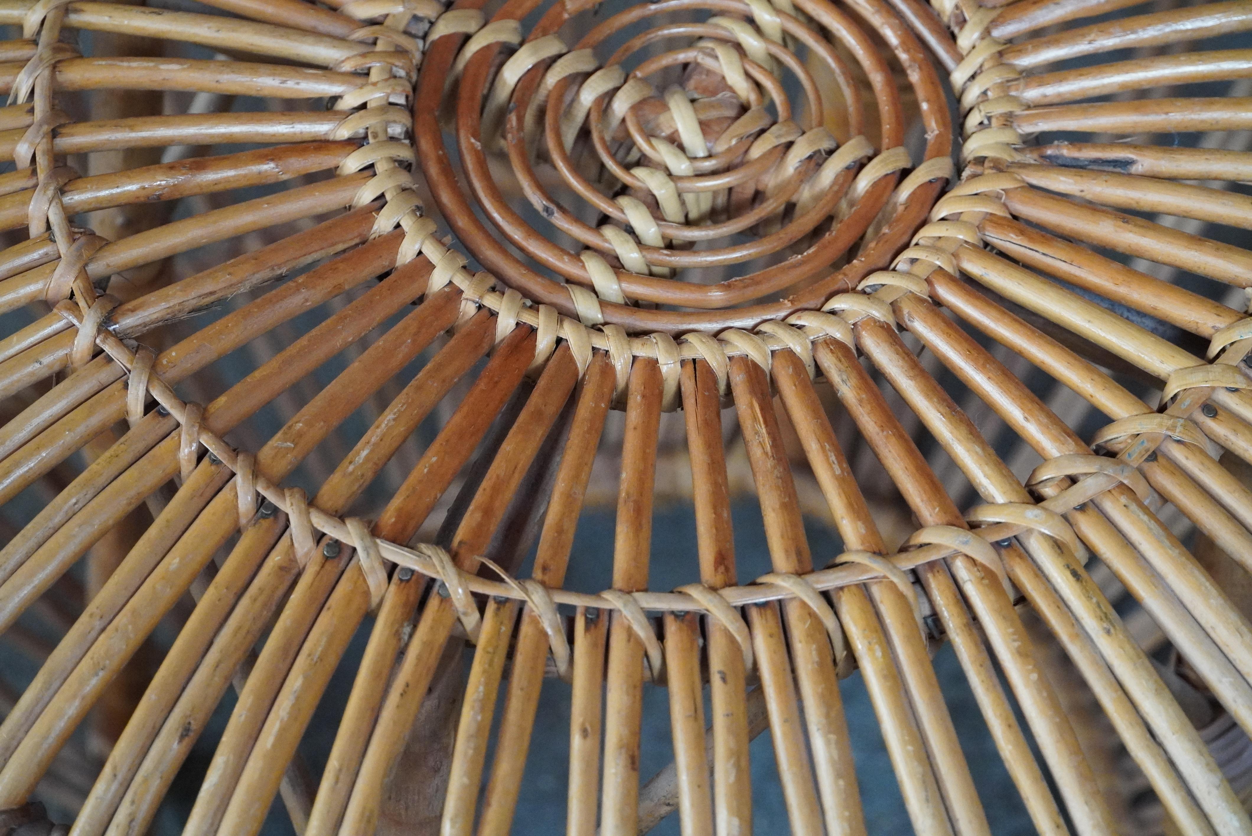 Rattan / Wicker Ottoman attributed to Franco Albini In Good Condition For Sale In Oakland, CA