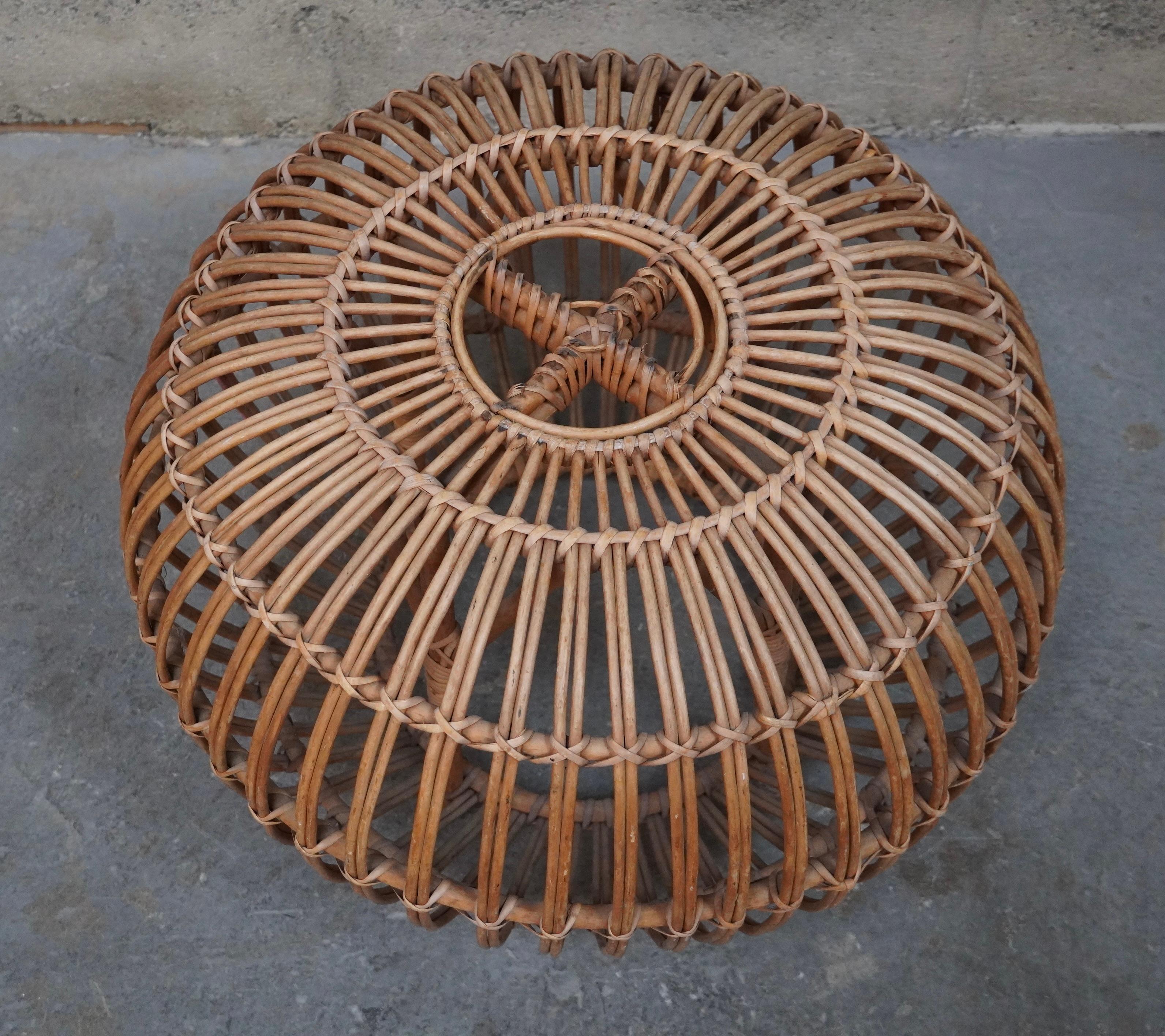 Rattan / Wicker Ottoman attributed to Franco Albini In Good Condition For Sale In Oakland, CA