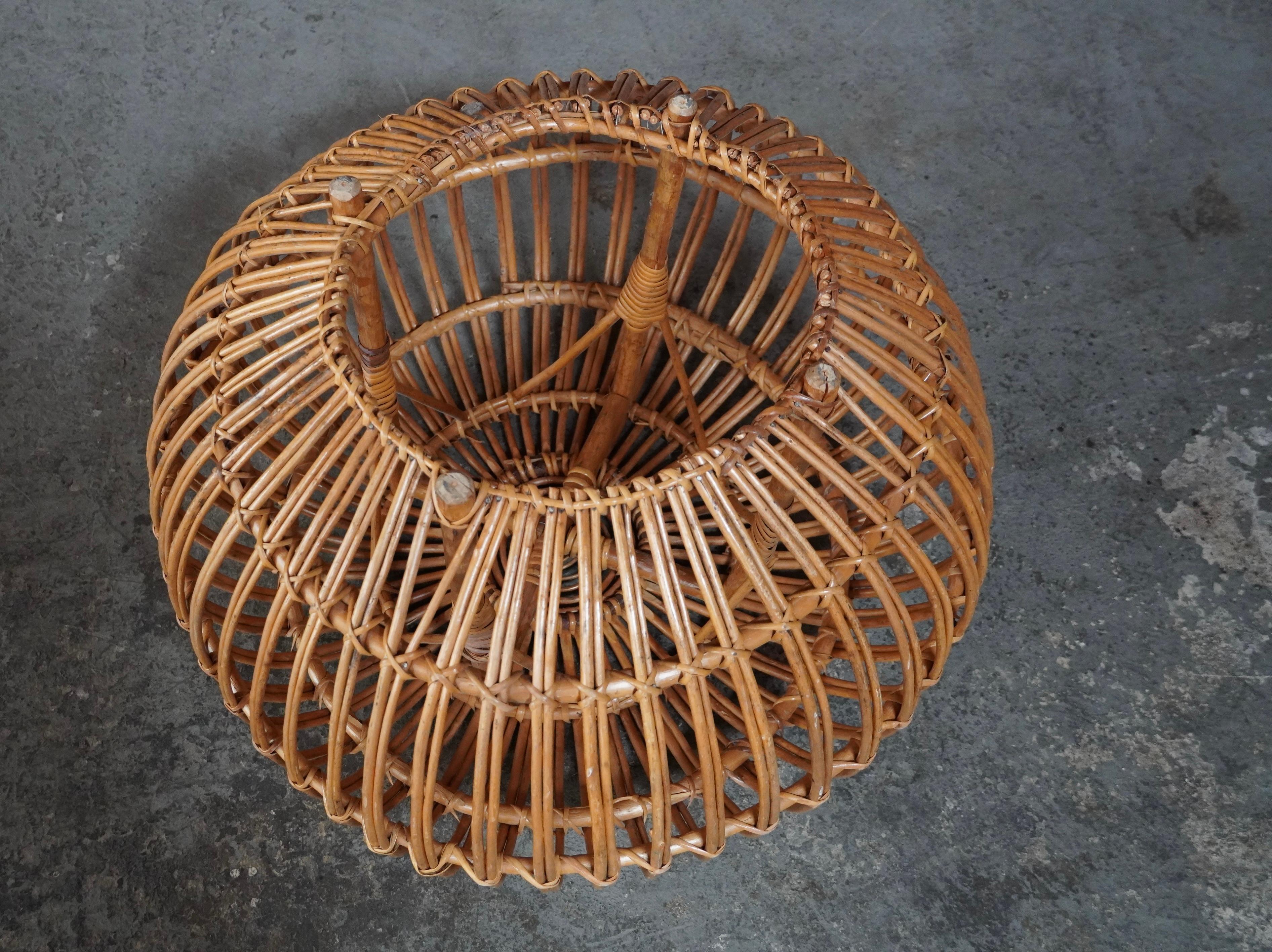 Mid-20th Century Rattan / Wicker Ottoman attributed to Franco Albini For Sale
