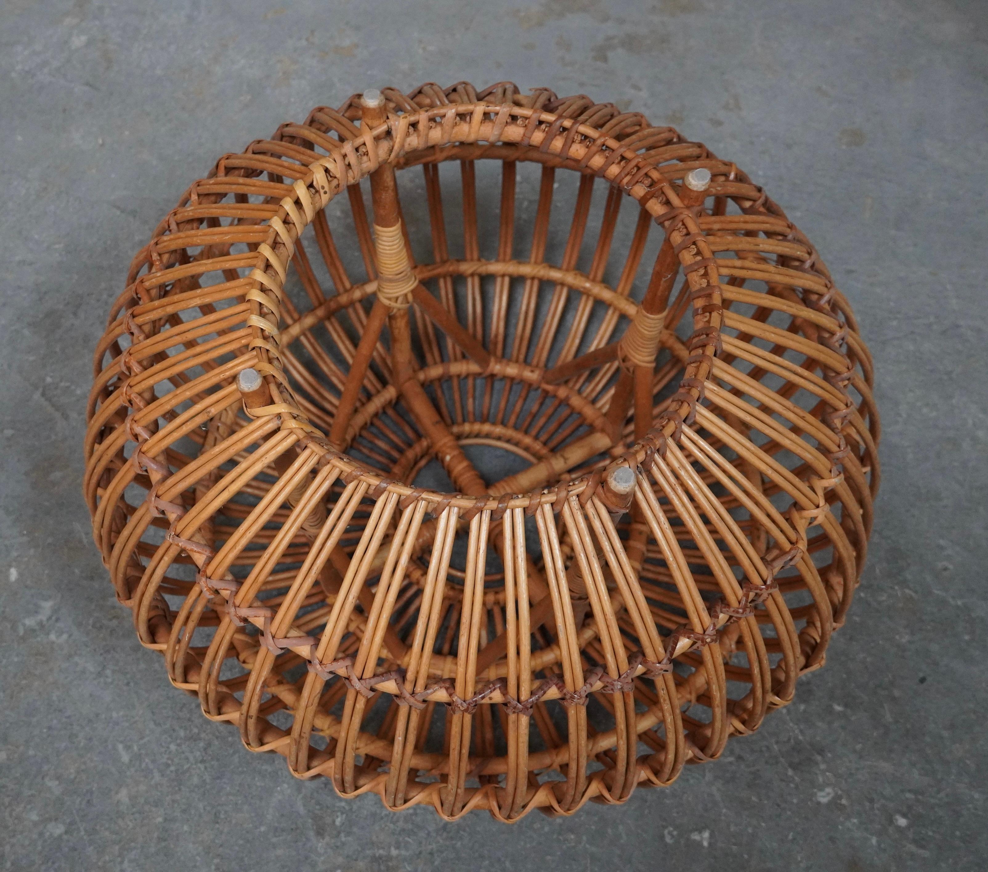 Rattan / Wicker Ottoman attributed to Franco Albini For Sale 1