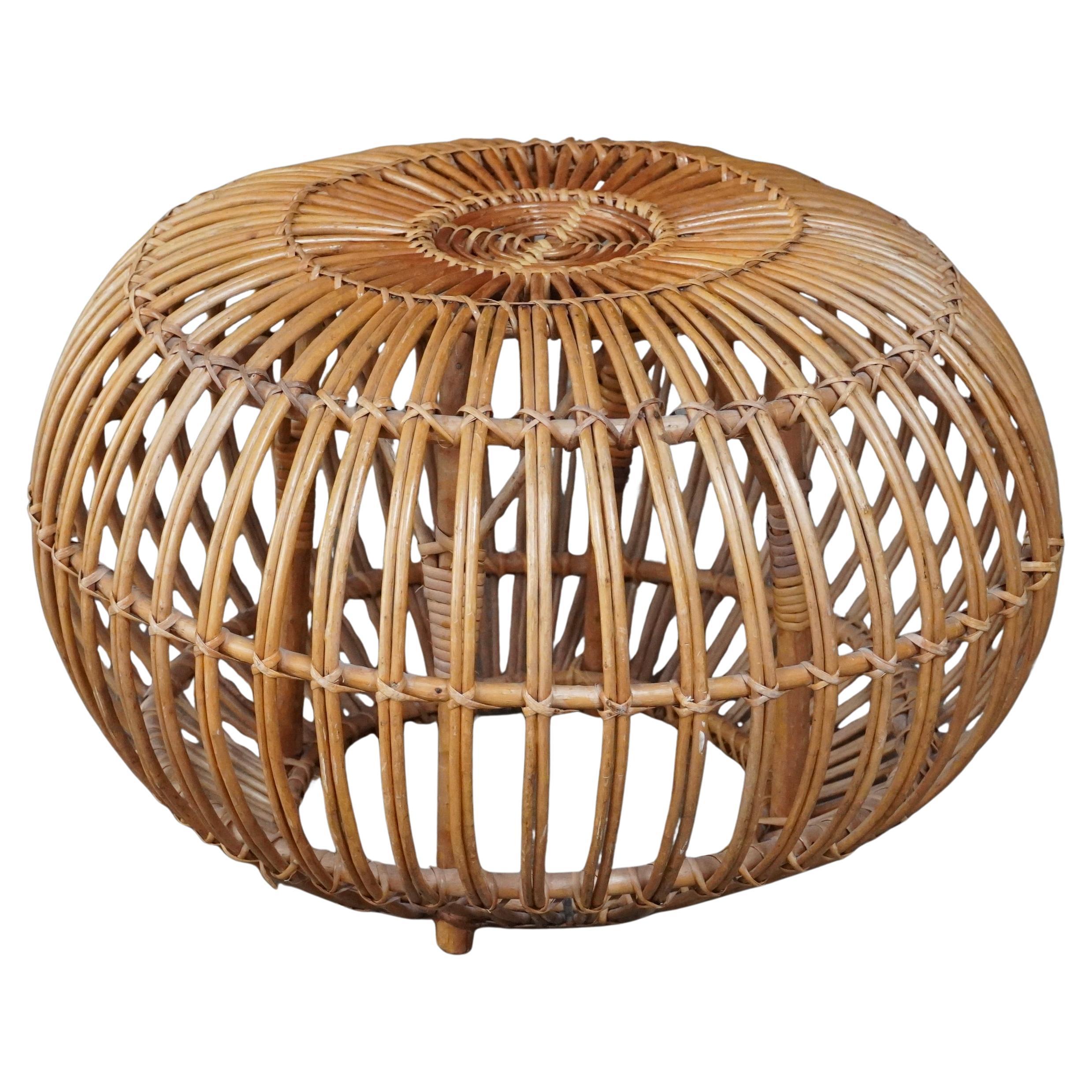 Rattan / Wicker Ottoman attributed to Franco Albini For Sale