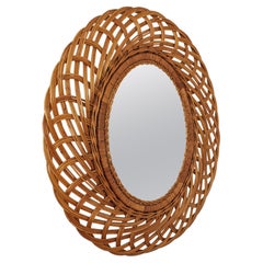 Rattan Wicker Oval Mirror with Braided Frame
