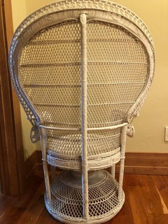 Rattan Wicker Peacock Midcentury Island Cabana Club Chair