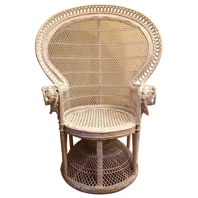 Rattan Wicker Peacock Midcentury Island Cabana Club Chair For Sale at 1stDibs cabana chairs