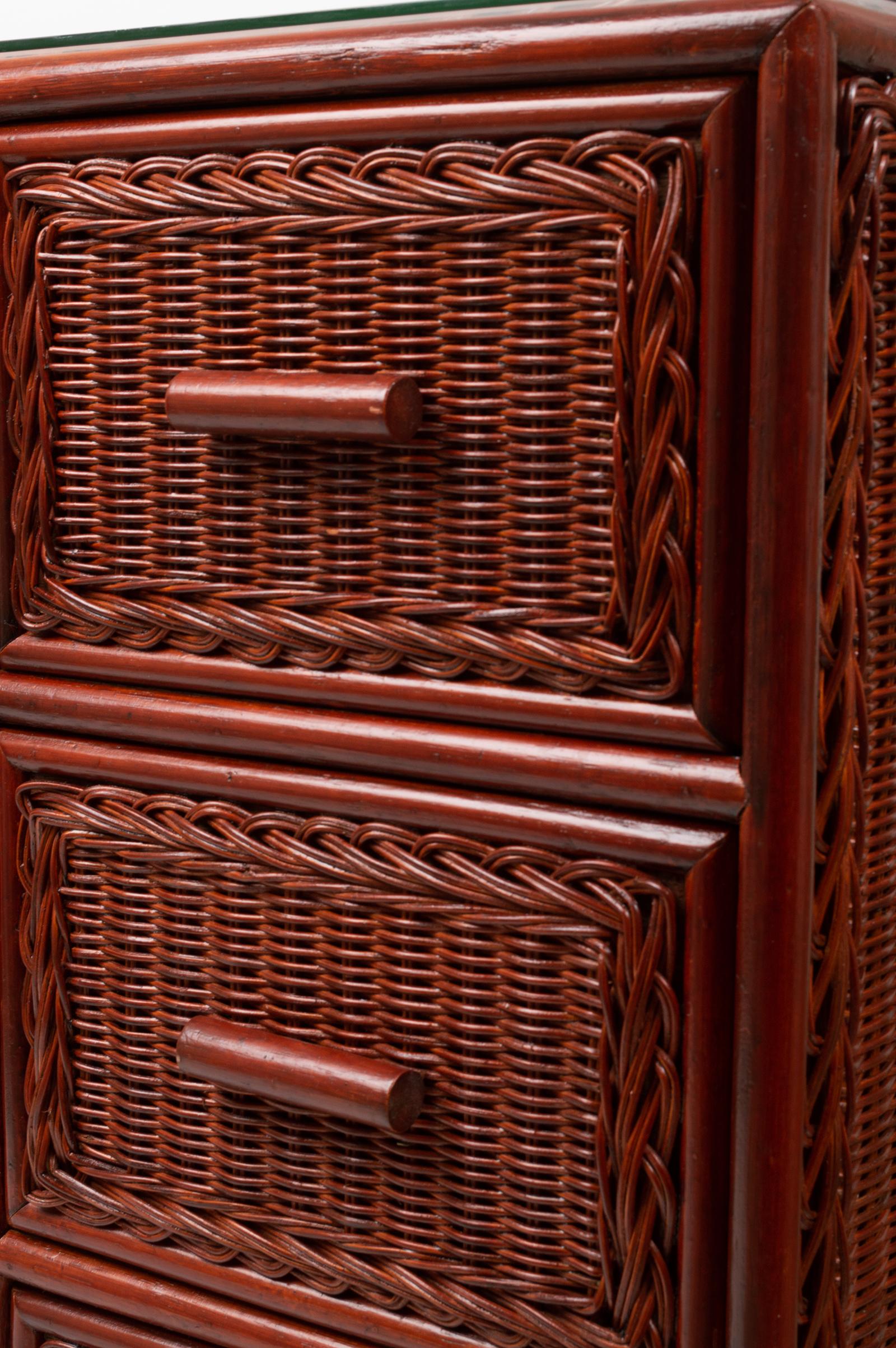 Spanish Rattan Wicker Pedestal Desk, Spain, circa 1980 For Sale