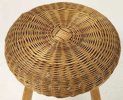 Rattan Wicker Pouf Stool Ottoman by Tony Paul
