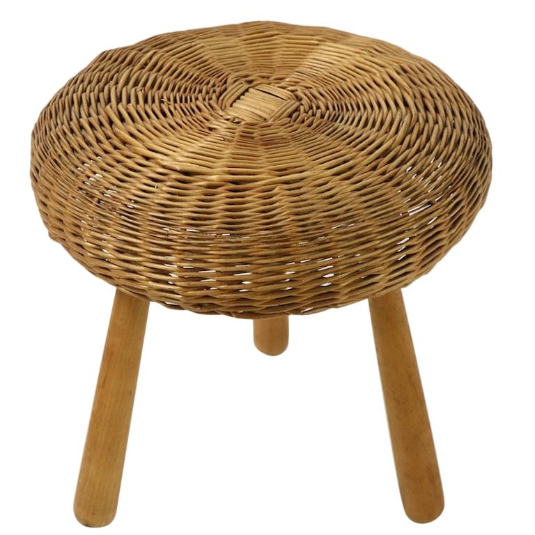Rattan Wicker Pouf Stool Ottoman by Tony Paul at 1stDibs