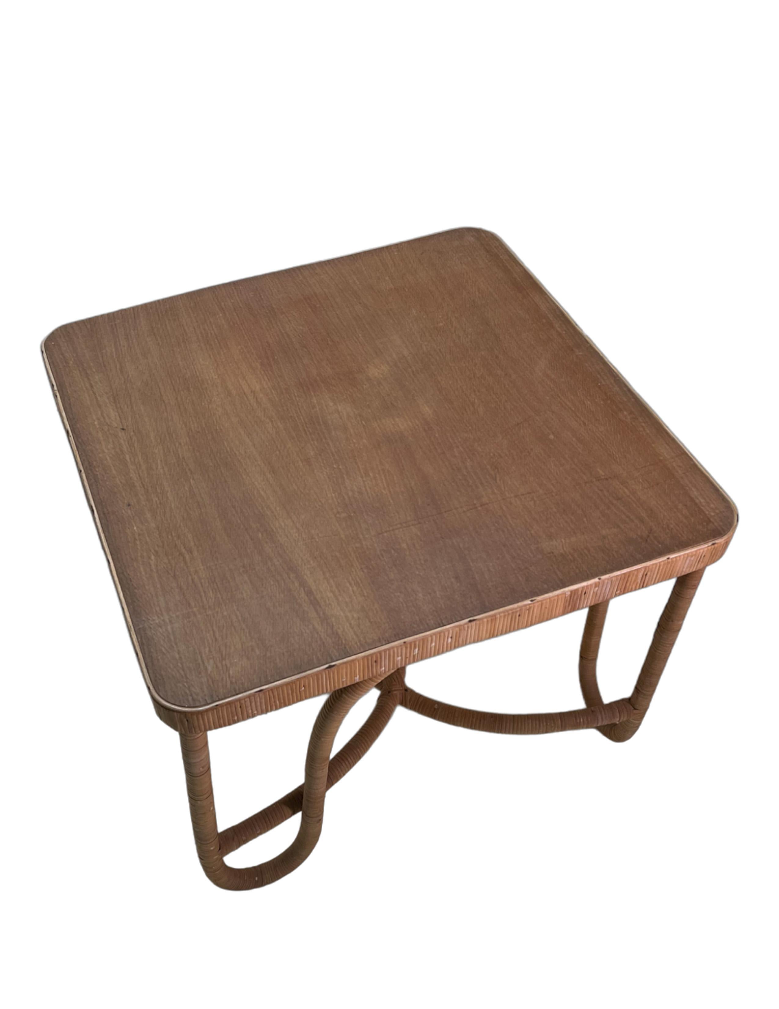 Contemporary Rattan & Wicker Table For Sale