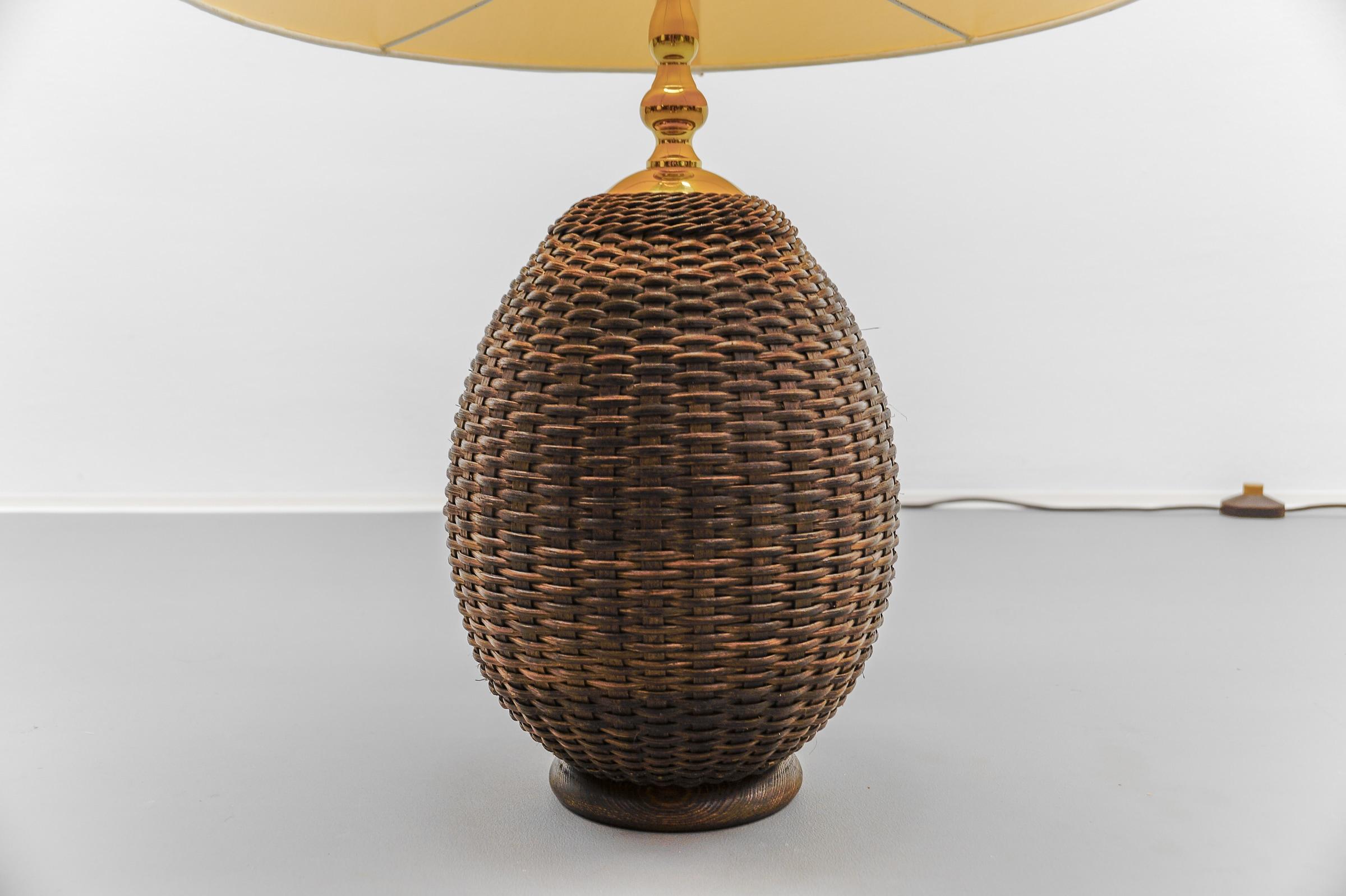 Metal Rattan Wicker Table Lamp, 1960s Italy For Sale