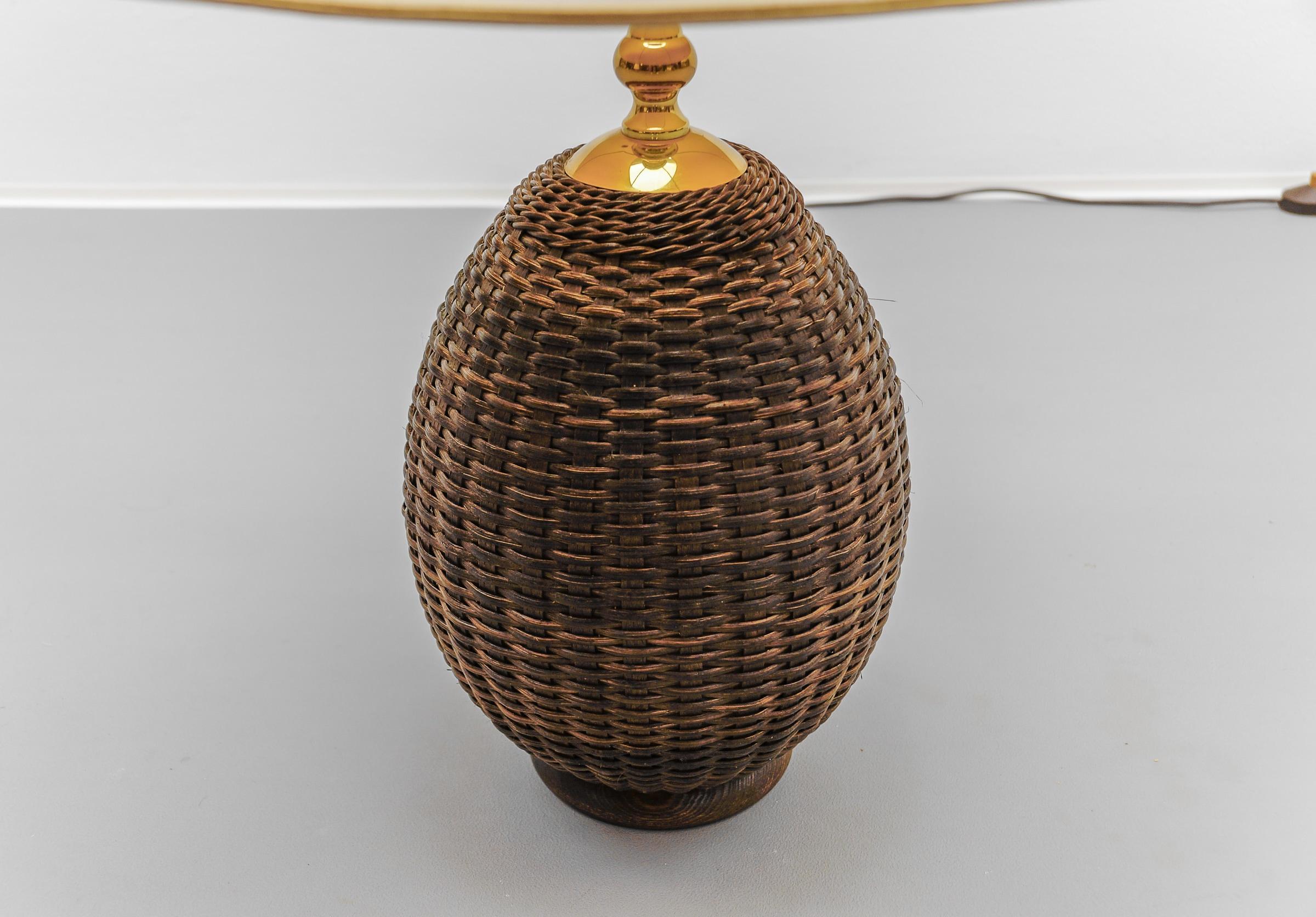 Rattan Wicker Table Lamp, 1960s Italy For Sale 1