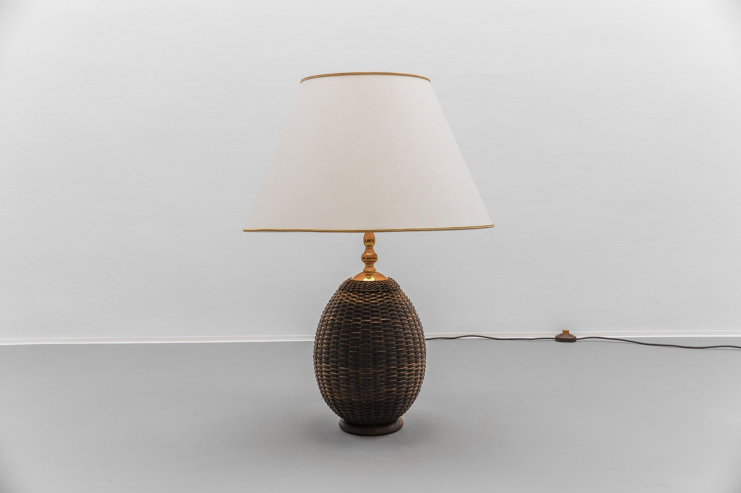 Rattan Wicker Table Lamp, 1960s Italy For Sale 2