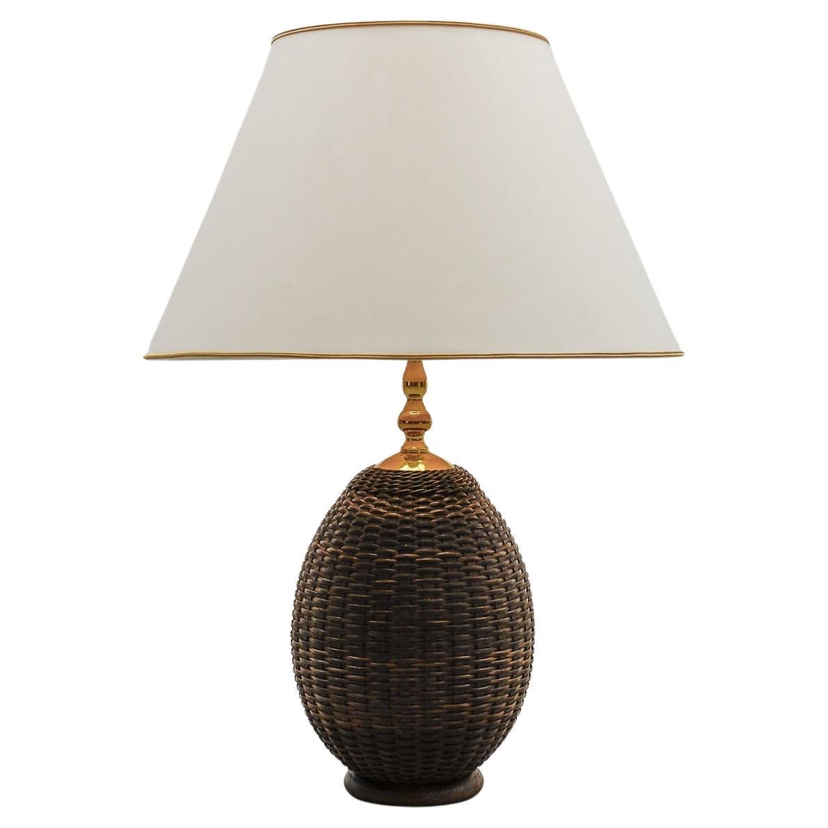 Rattan-Korbweide-Tischlampe, 1960er Jahre, Italien