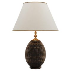 Rattan-Korbweide-Tischlampe, 1960er Jahre, Italien
