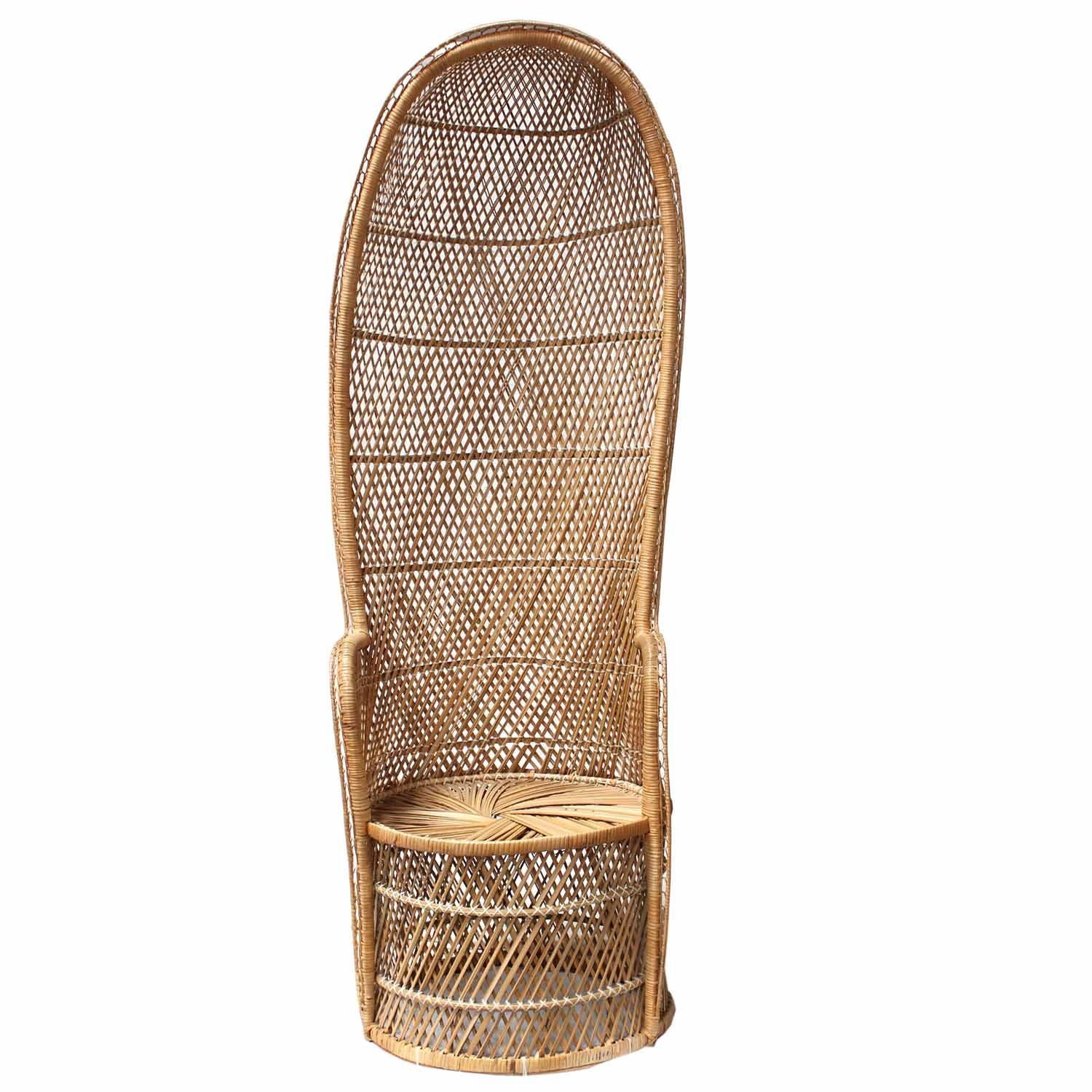 A rattan wicker throne made in the Philippines with a seat height of 15