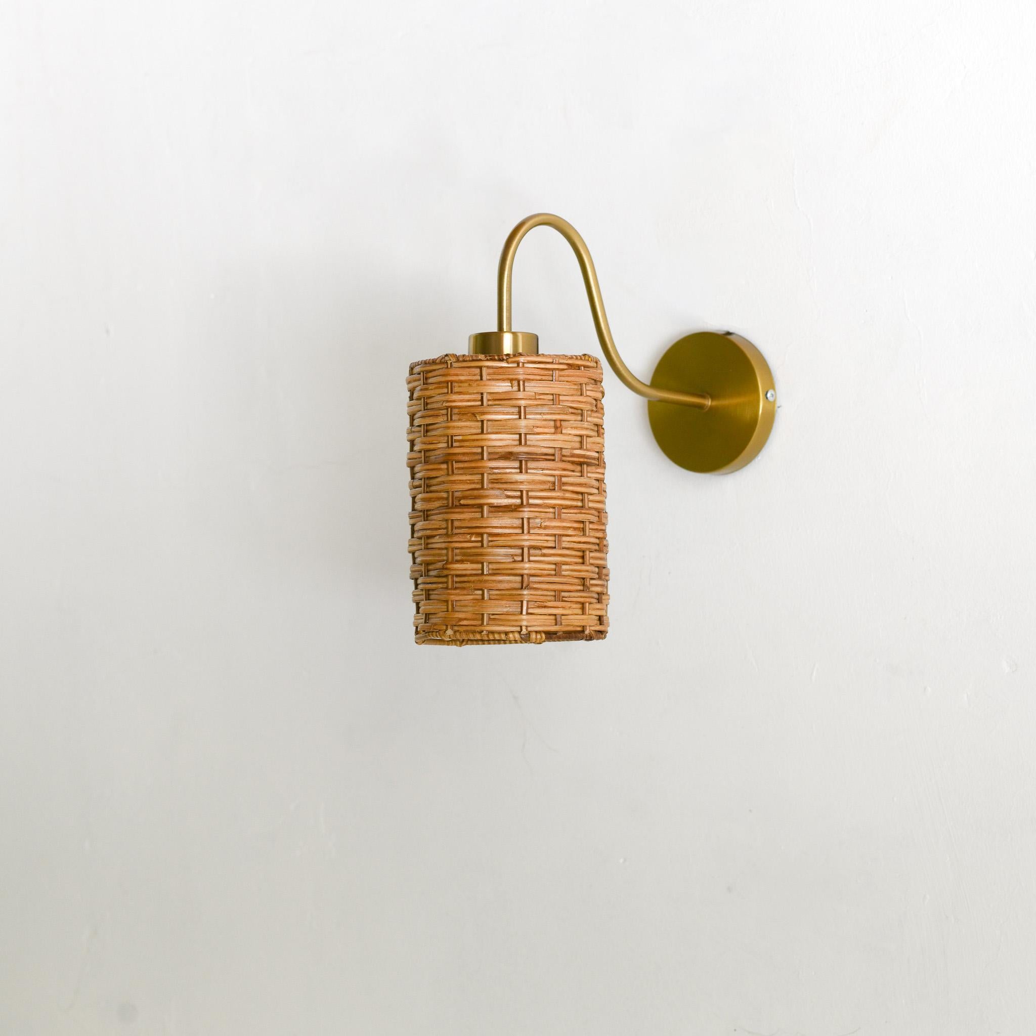 Unknown Rattan wicker wall sconce For Sale