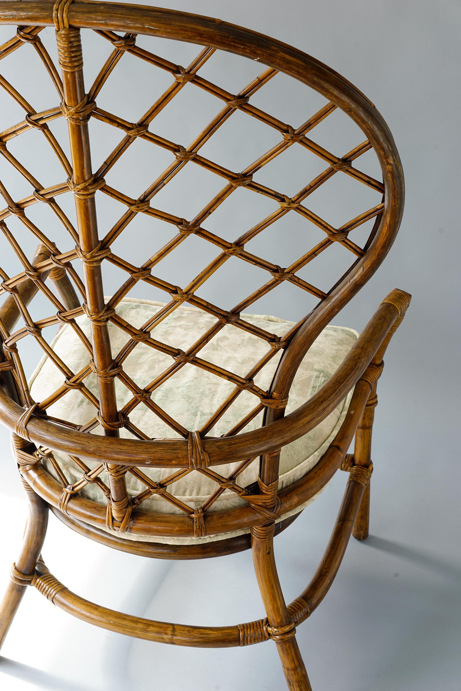 rattan wing chair