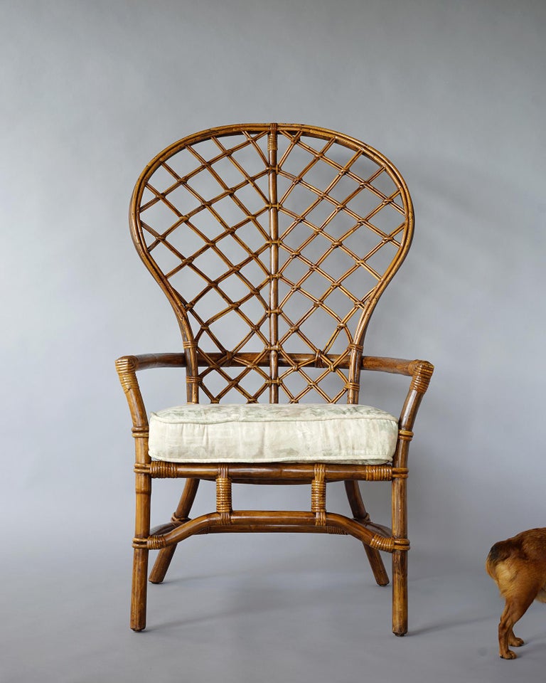 Rattan Wingback Chair at 1stDibs