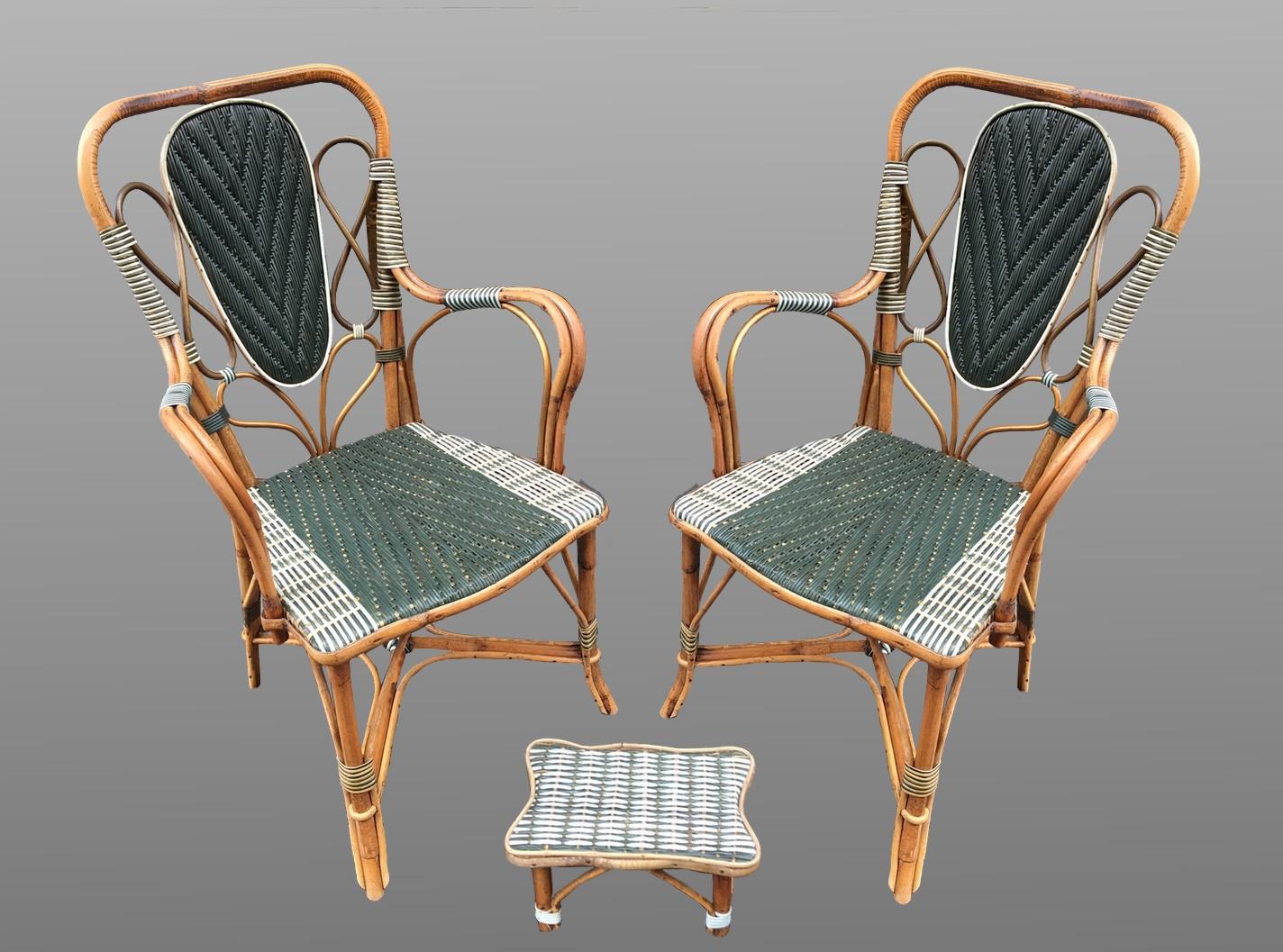 French Rattan Winter Garden Set, France, circa 1920