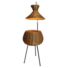 Rattan Worker-Shaped Floor Lamp 1960 Midcentury Vintage