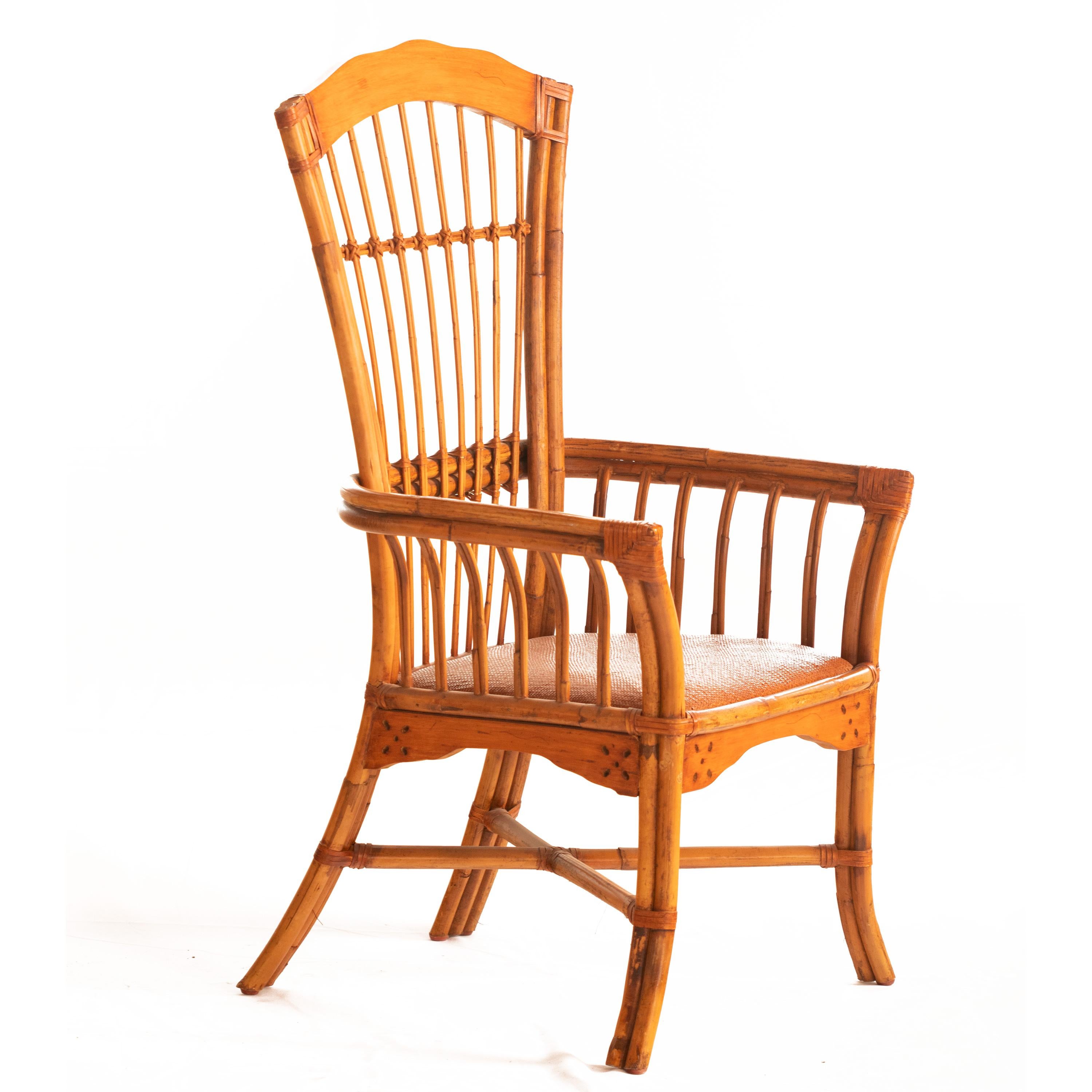 Rattan Woven Cane Handmade Seat Armchair Kalma Modern Confortable Furniture In Excellent Condition For Sale In Milano, IT