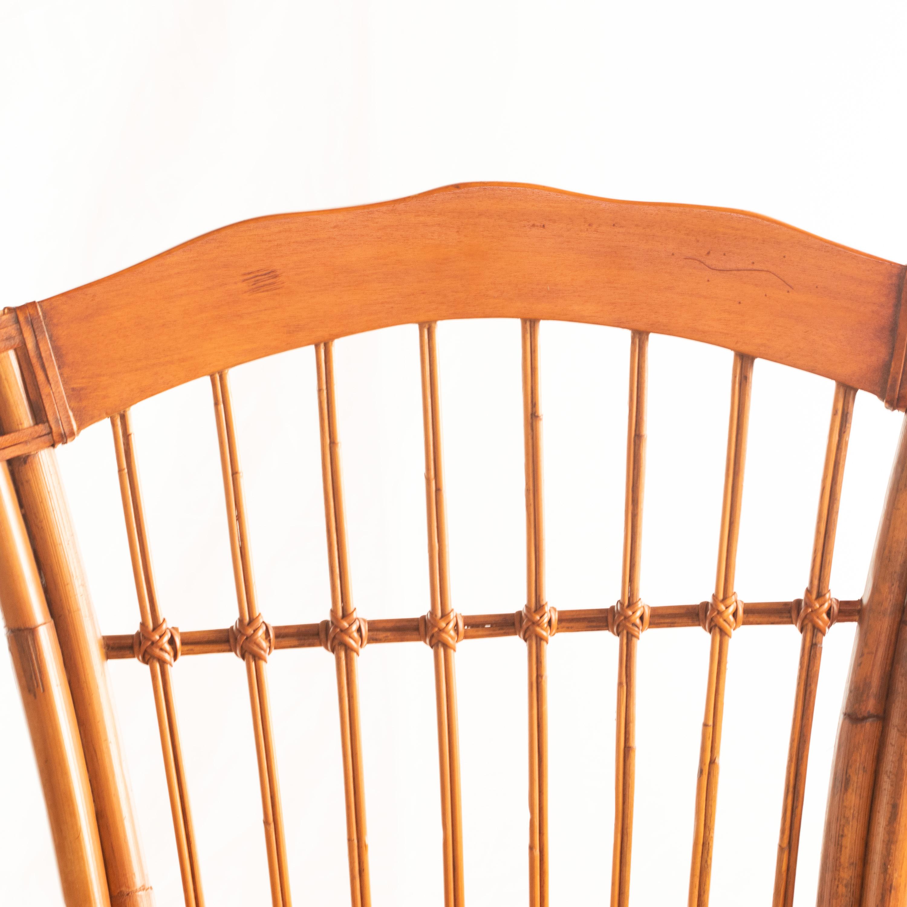 Late 20th Century Rattan Woven Cane Handmade Seat Armchair Kalma Modern Confortable Furniture For Sale