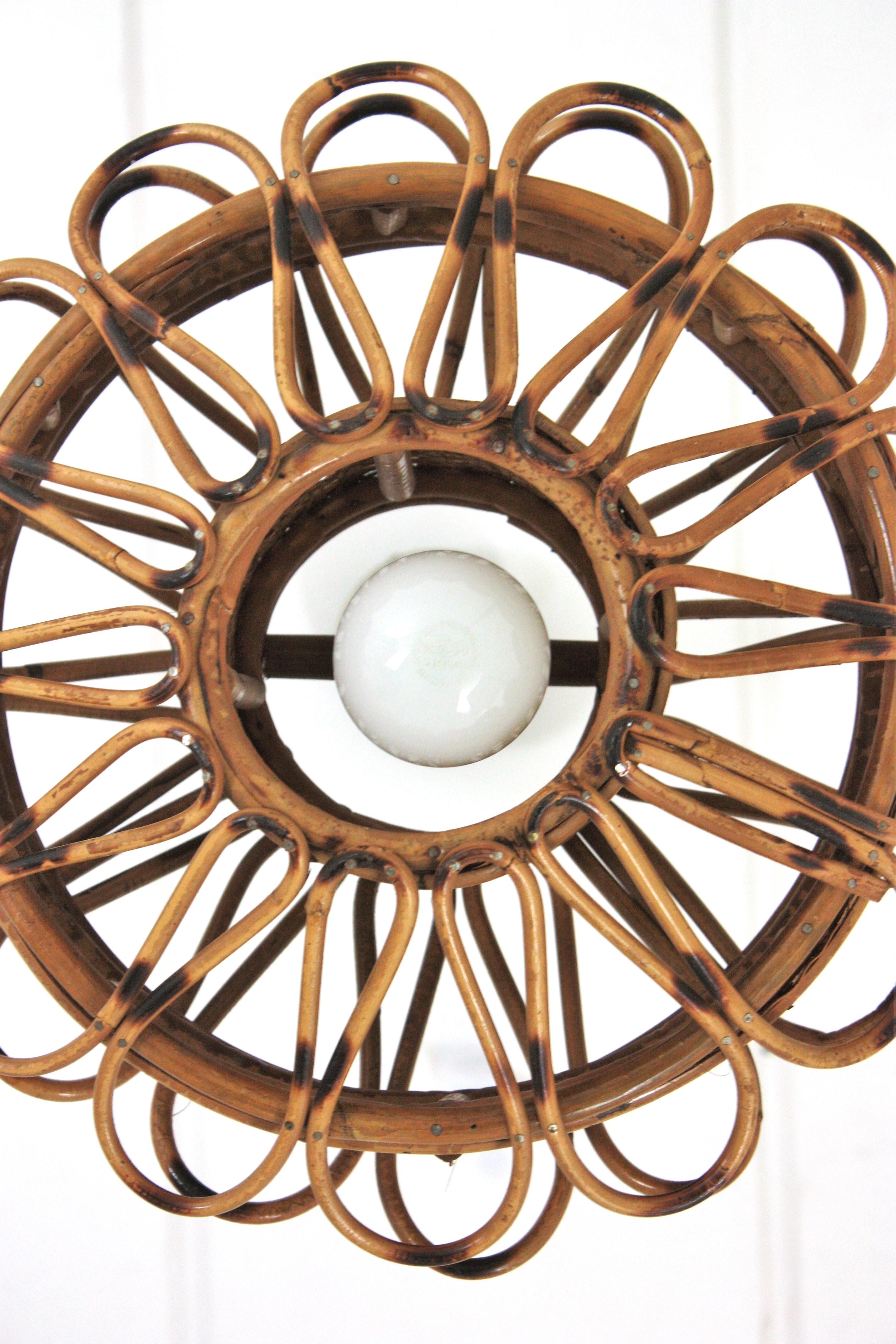 Rattan & Woven Wicker Pendant Light or Lantern, 1960s 6