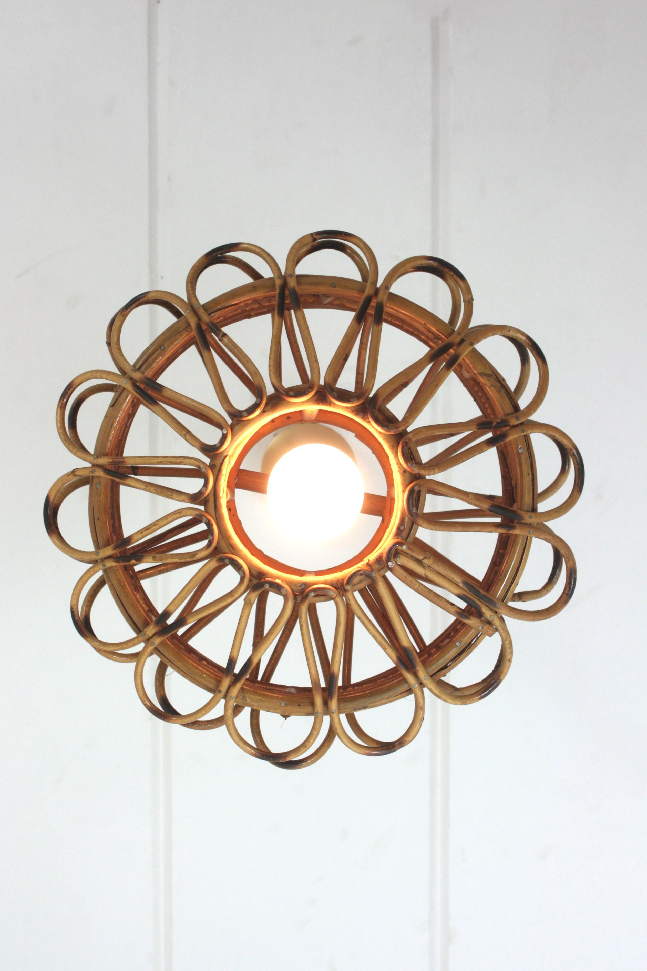 Rattan & Woven Wicker Pendant Light or Lantern, 1960s 10