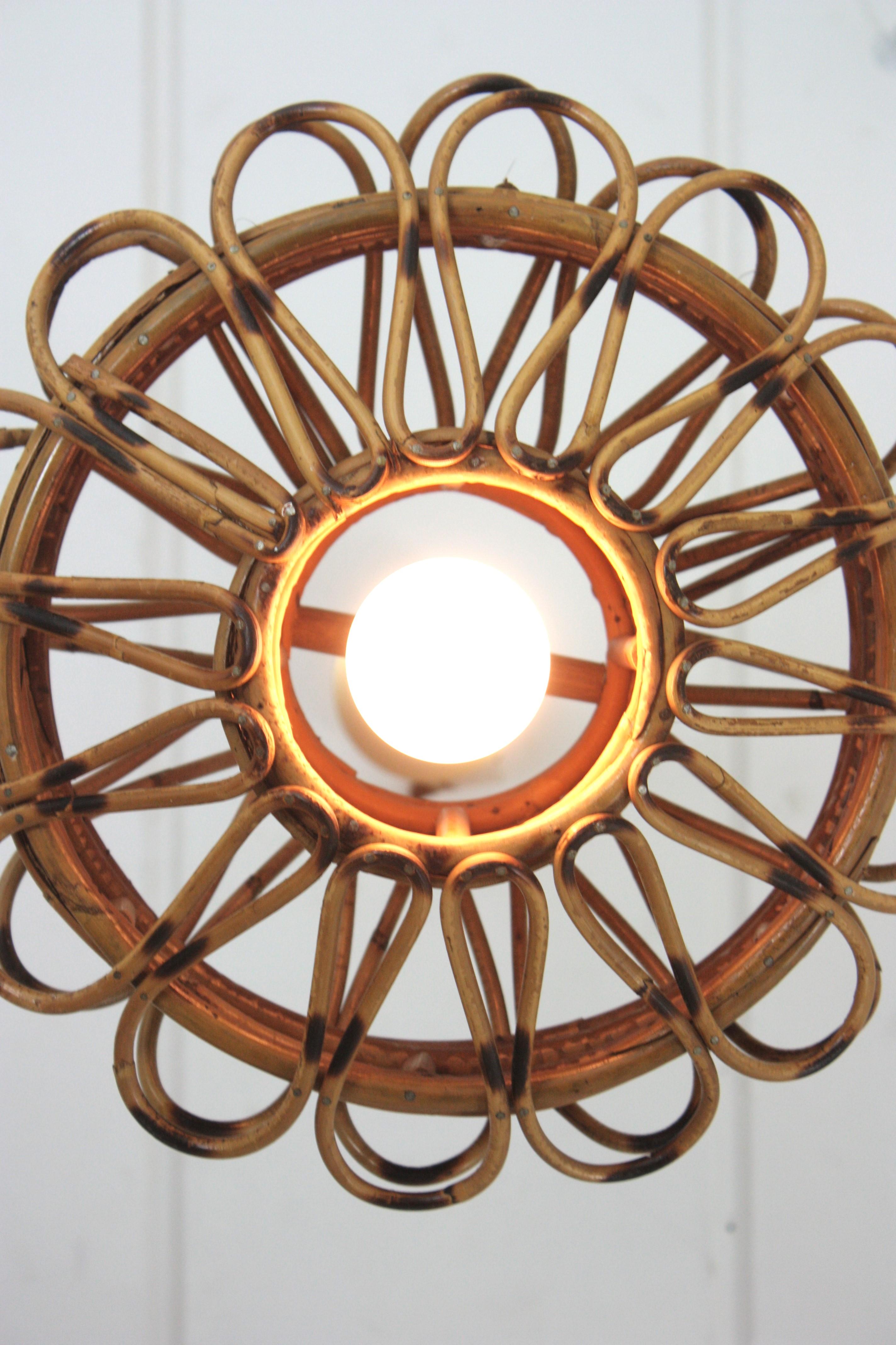 Rattan & Woven Wicker Pendant Light or Lantern, 1960s 11