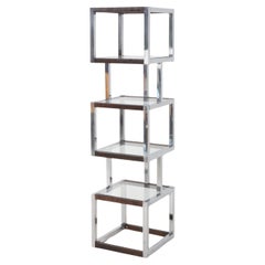 Rattan Wrapped Chrome Etagere, 1970s