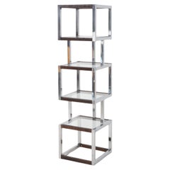 Etagere aus Chrom mit Rattan umwickelt, 1970er-Jahre