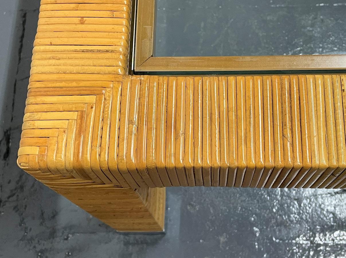Rattan Wrapped Coffee Table In Good Condition For Sale In New York, NY