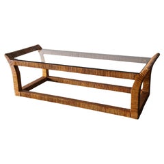 Couchtisch aus Rattan mit umwickeltem Glas nach Danny Ho Fong Regency Boho