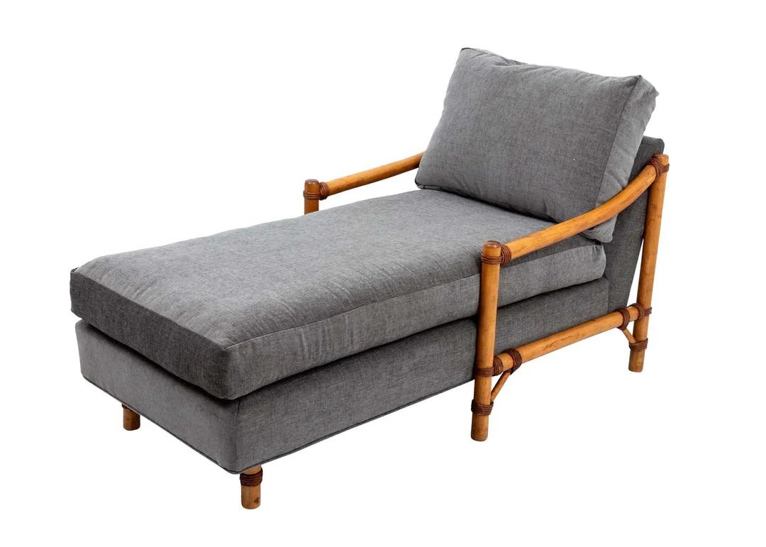 Upholstery Rattan Wrapped Maple Chaise Lounge