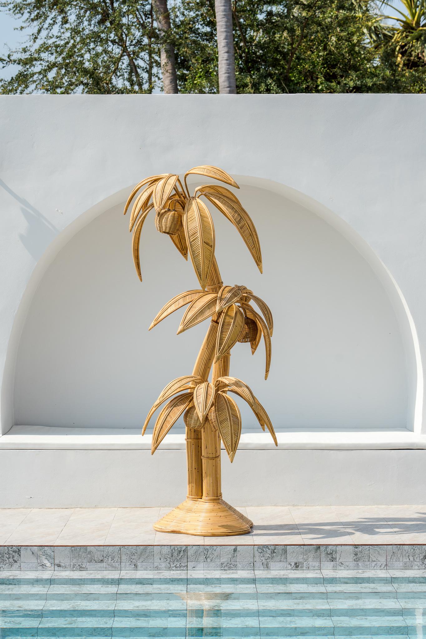 Rattan XXL Coconut Tree / palm tree Floor Lamp For Sale 3