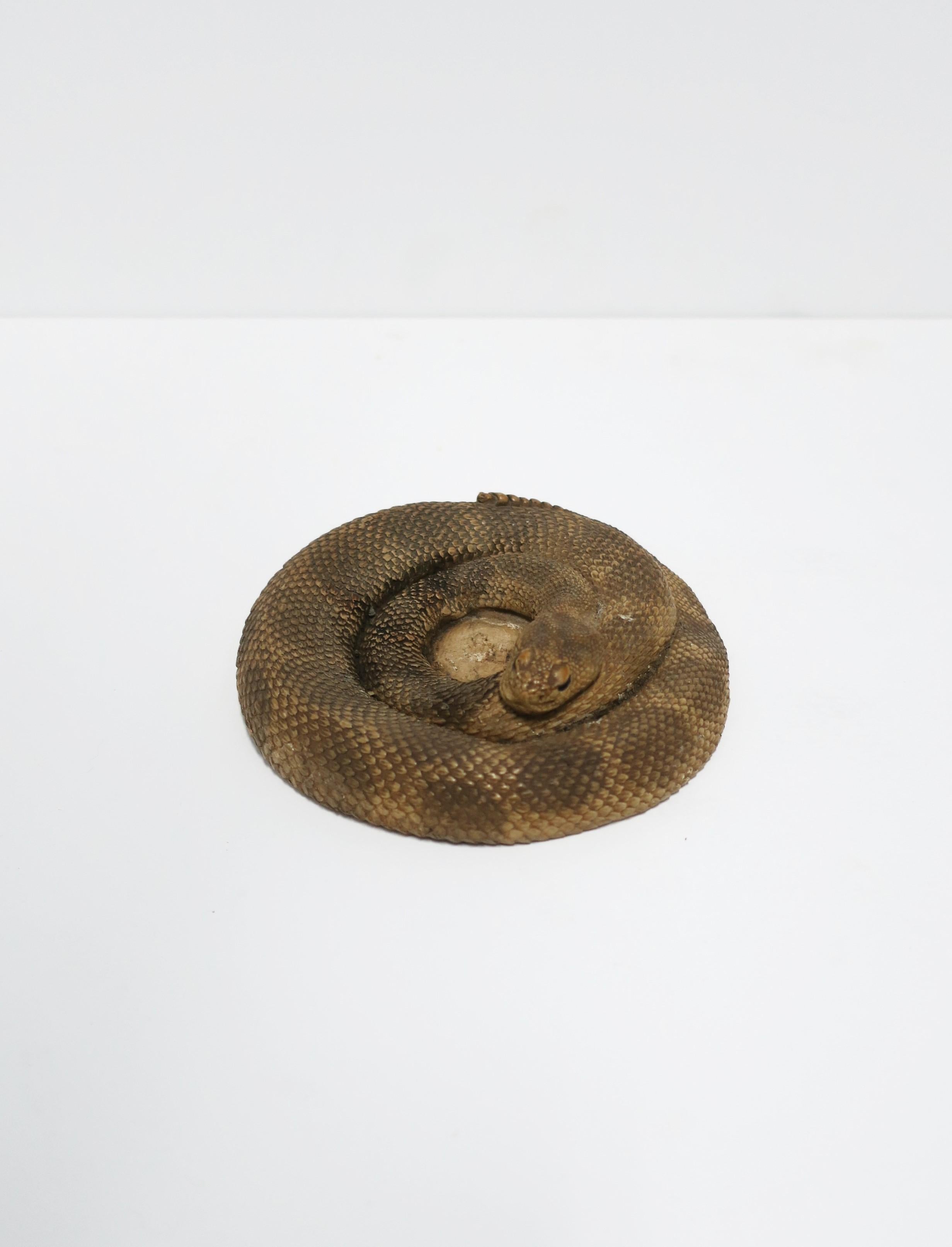 Ceramic Coiled Rattle Snake, circa 1980s USA For Sale