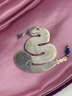 Rattlesnake Snake Brooch Pin Sterling Silver Lapis Lazuli Elaine Pike