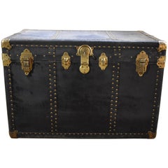 Rauchbach Goldsmith Antique Travel Trunk Swedish American Line, 1920s