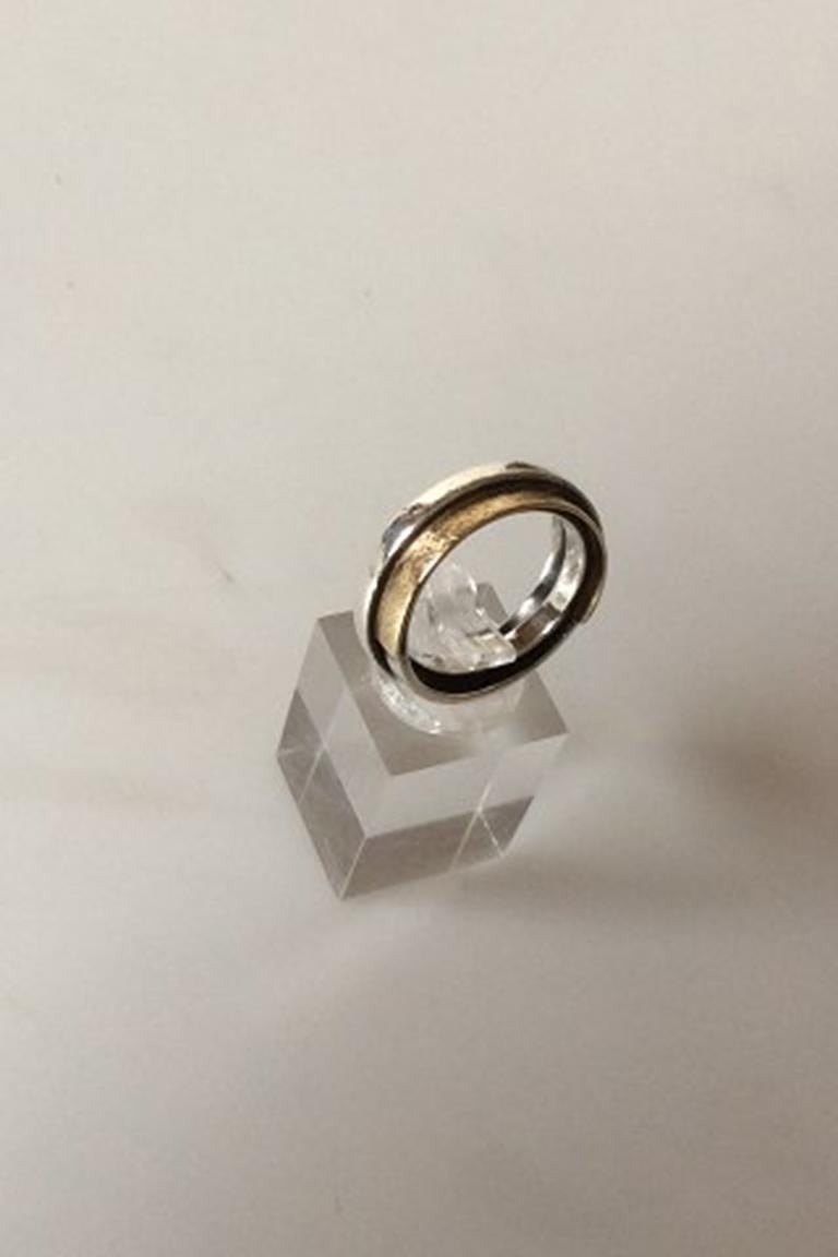 Rauff ring in Sterling Silver with detail of satin finished gold. Ring Size 60 / US 9 1/4. Weighs 9 g / 0.30 oz.