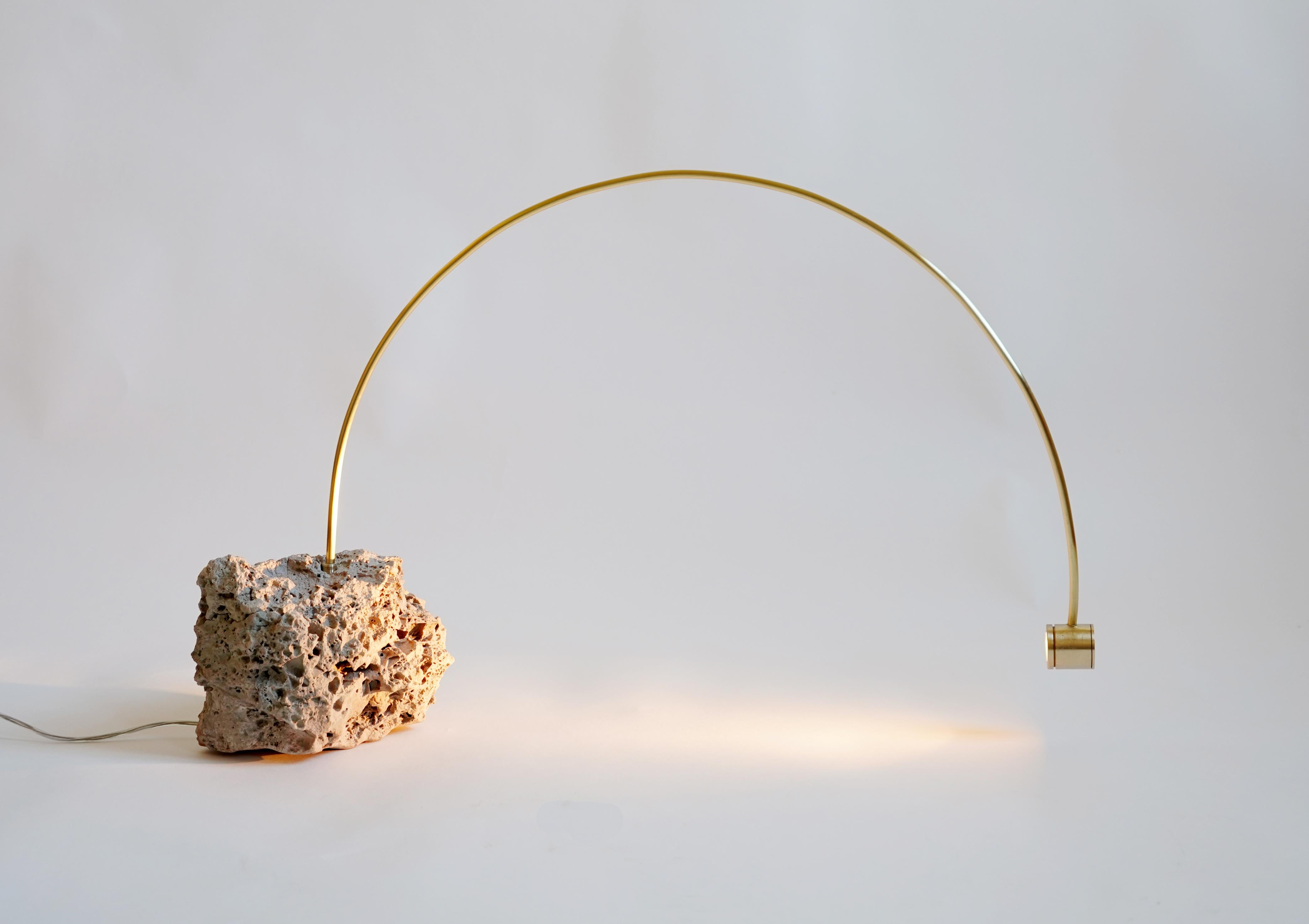 Rauhwacke Table Light in Steel & Brass by Johannes Hemann
Dimensions: D 20 x W 40 H 20 cm.
Materials: Brass and steel.

All our lamps can be wired according to each country. If sold to the USA, it will be wired for the USA for instance. Please